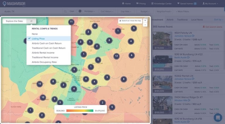 use the heatmap to find good locations to buy off market homes 