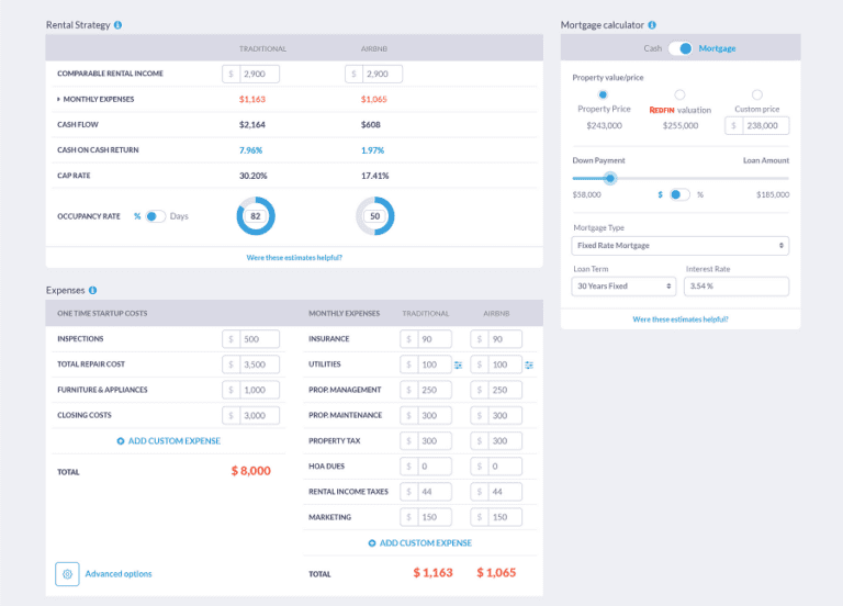 investment calculator and real estate api