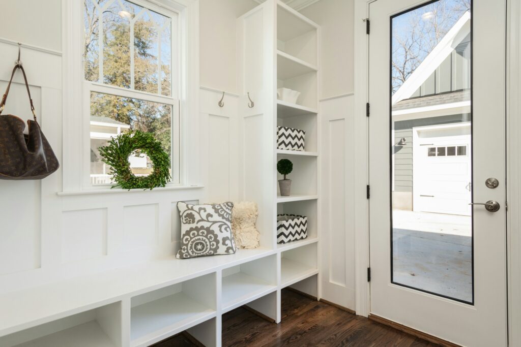 A white entryway to a home.