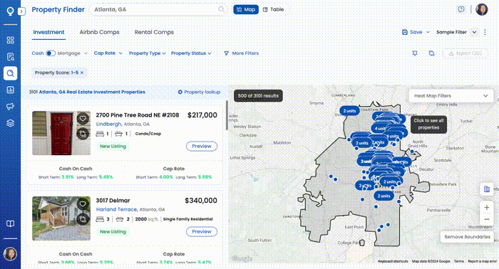 A gif showing the step-by-step on how to set property alerts on Mashvisor