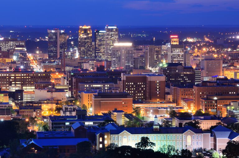 Metropolitan Skyline of downtown Birmingham, Alabama, USA.